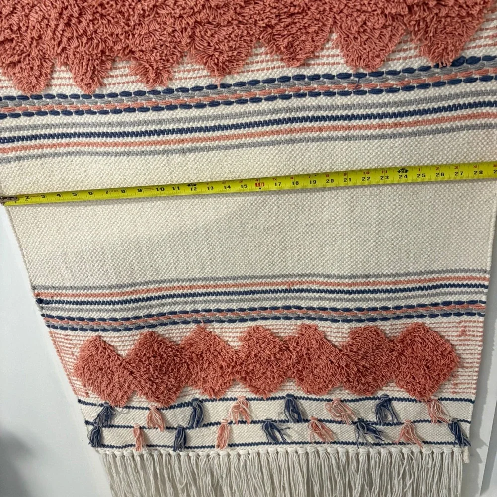 Boho Woven Wall Hanging Tassel Fringe Shaggy Diamond Tufted Textile Art 28x48